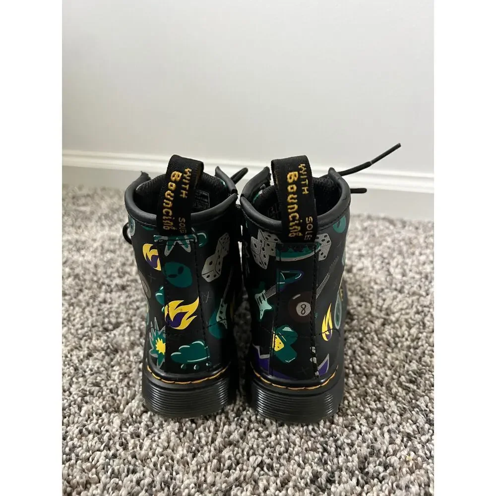 Dr. Martens Black Space Graphic Boots toddler 9